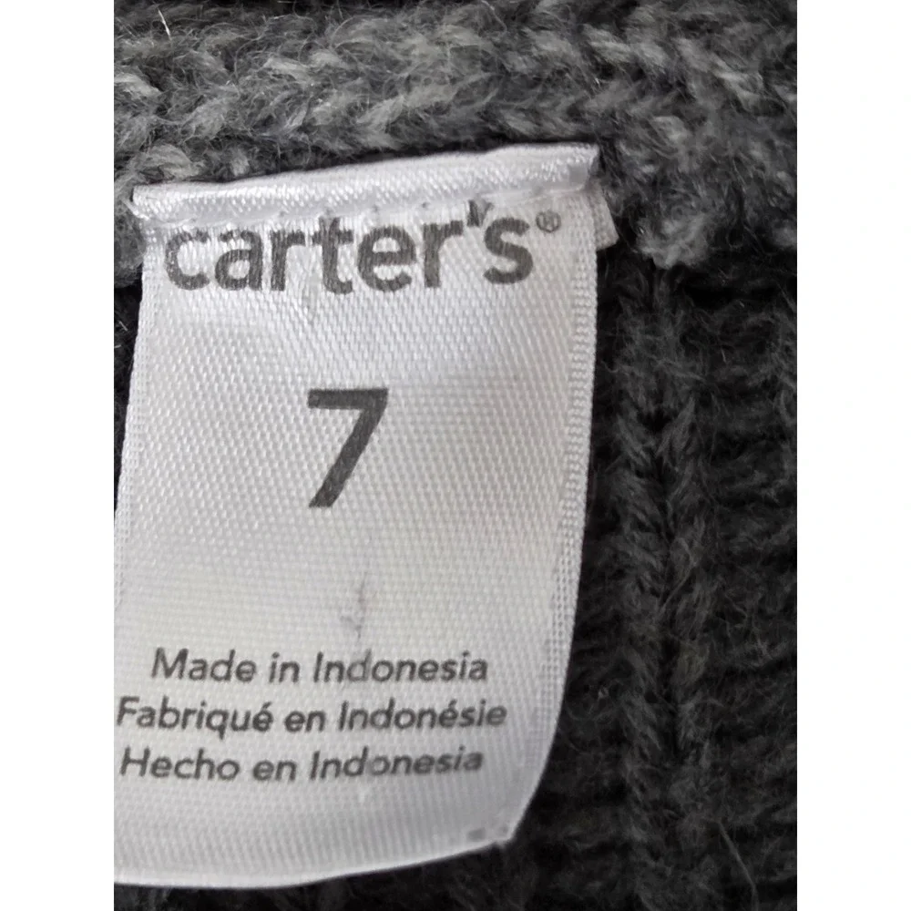 Carters Boys 7 Gray Fair Isle‎ Nordic Button Cardigan Sweater Wool Grandpa Dad